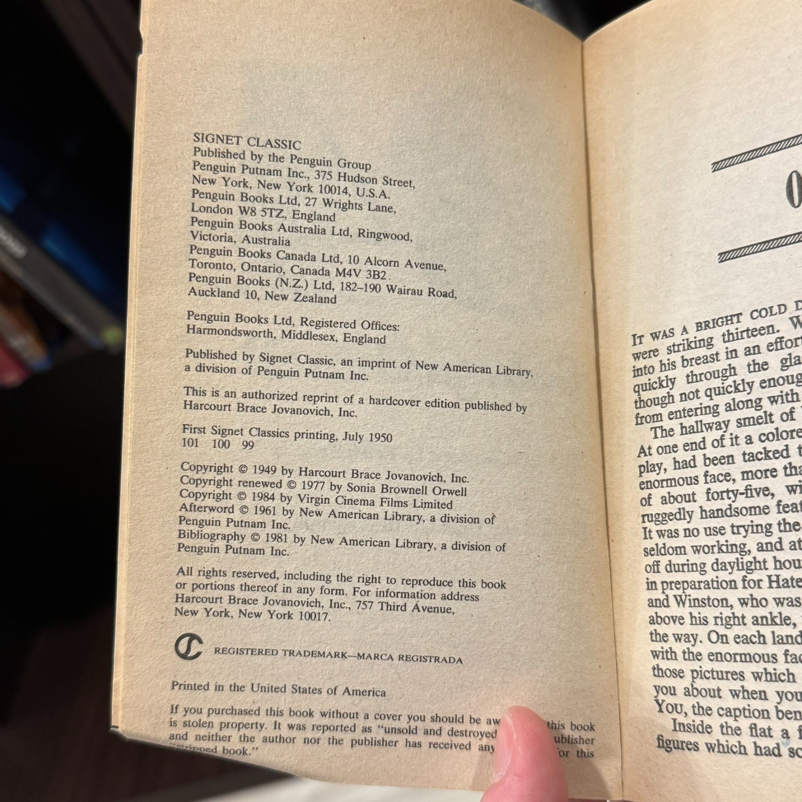 1984 Signet Classics Vintage Paperback | George Orwell Dystopian Classic 👁️ 📺