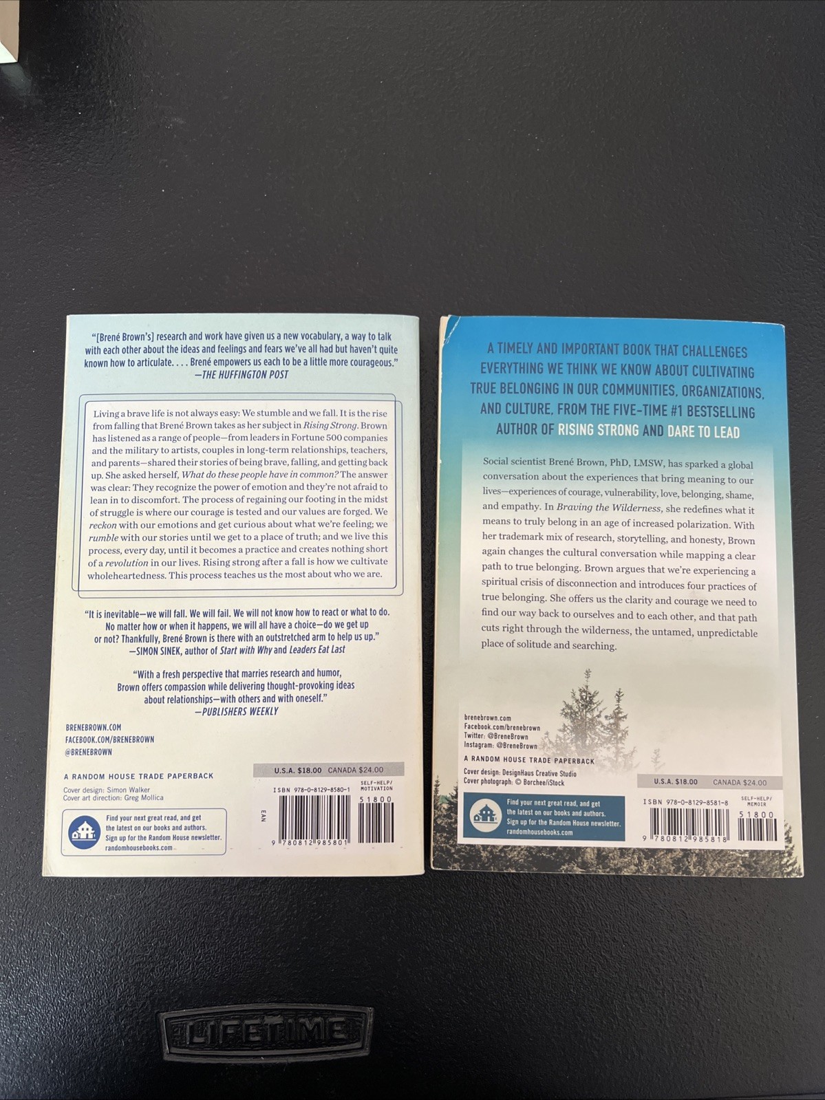 Brene Brown Book Lot Of 2 Braving the Wilderness, Rising Strong Paperback
