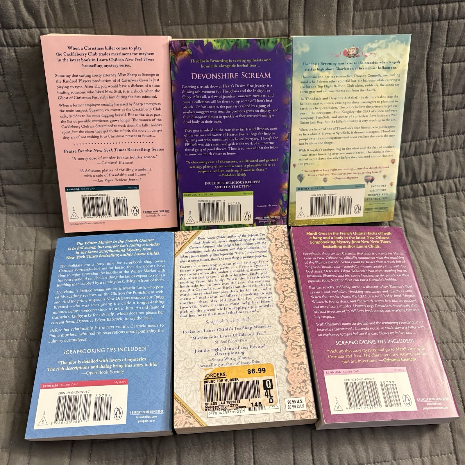 Mixed Lot of 6 Laura Childs Mystery Books Paperback – Cozy Mystery Novels
