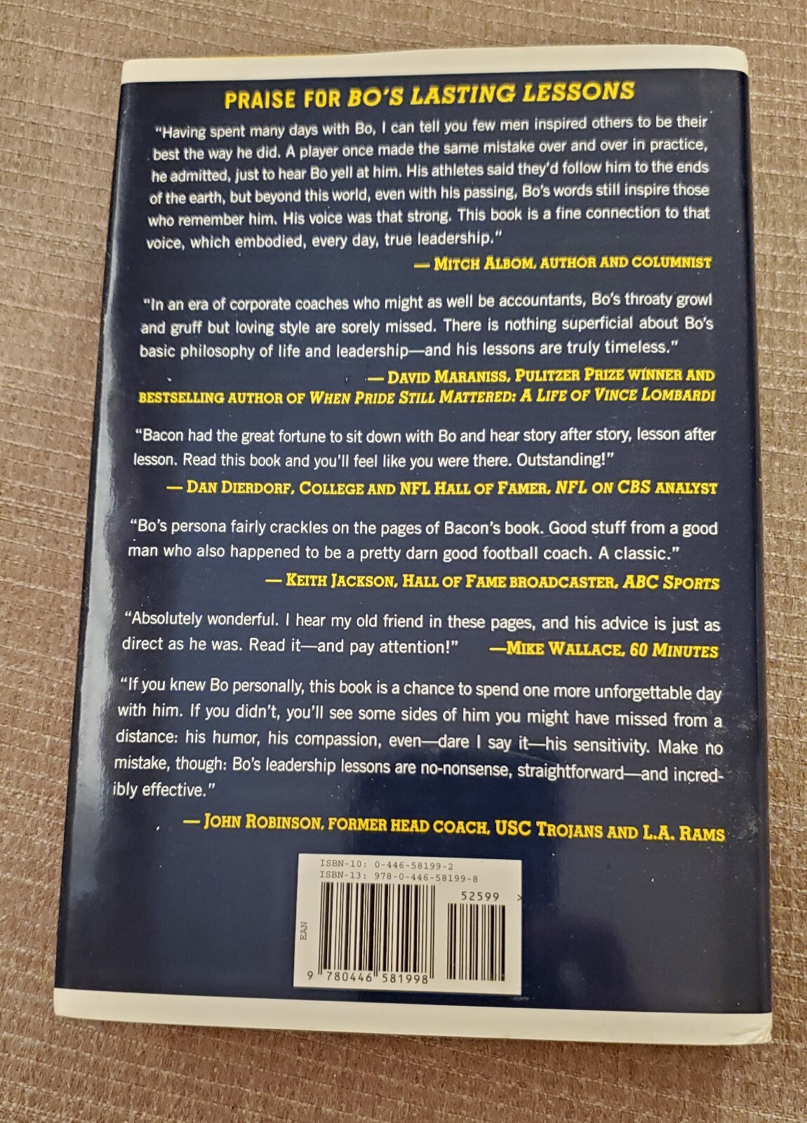 Bos Lasting Lessons HC Book Signed by Author John U Bacon Michgan Football