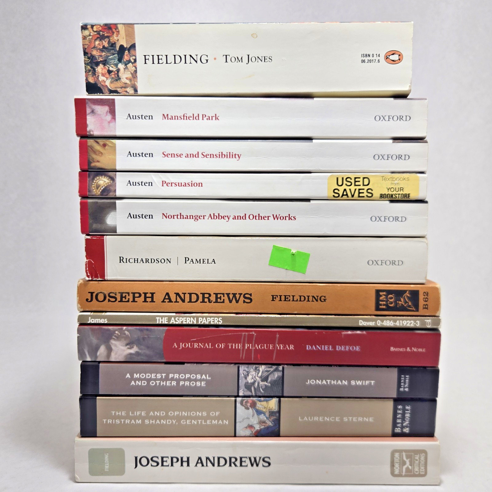 Classic Literature Paperback Lot Austen Defoe Fielding Swift Sterne Richardson H