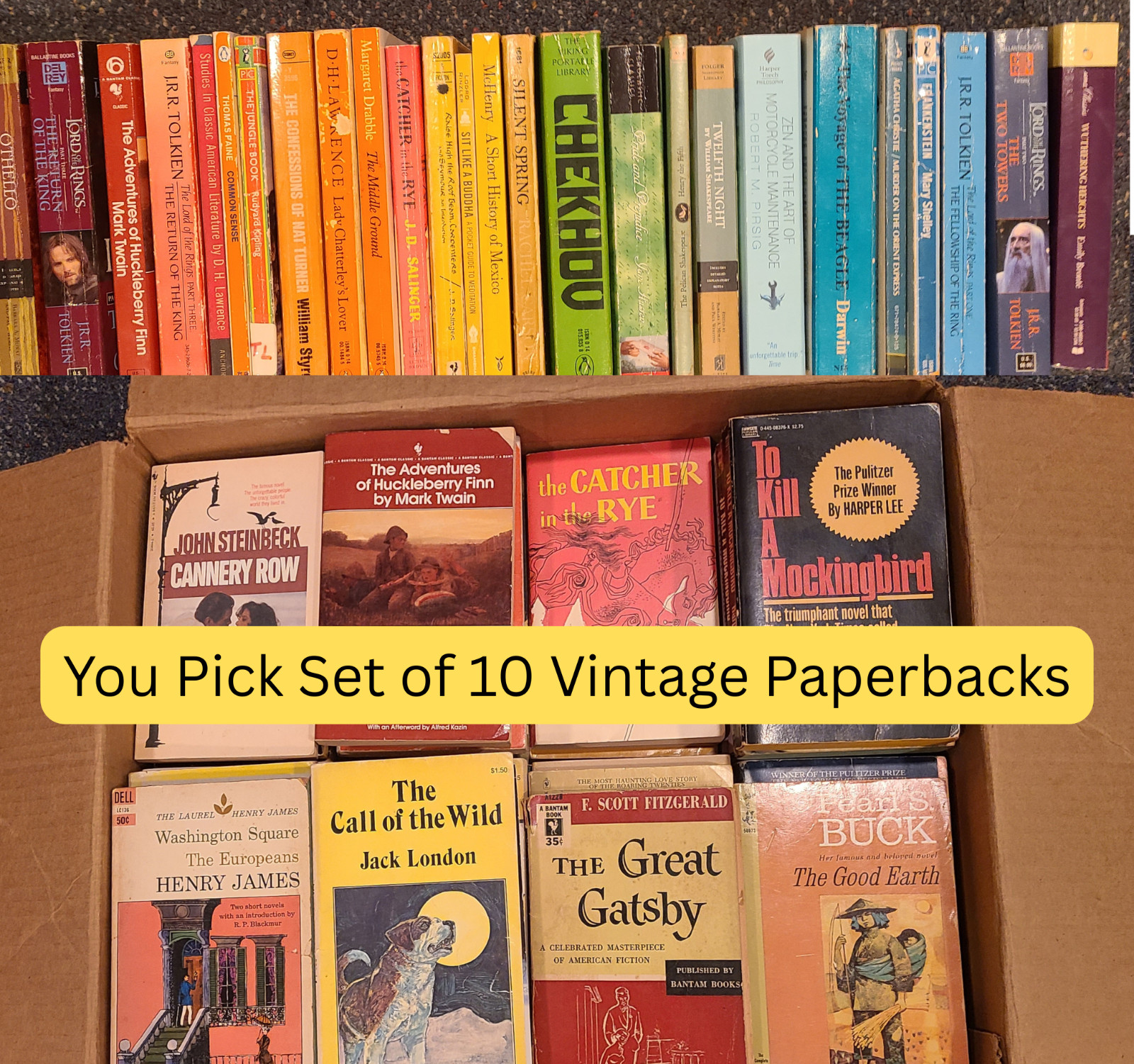 Vintage Paperbacks PICK YOUR OWN Set of 10 Classic Literature Steinbeck Austen