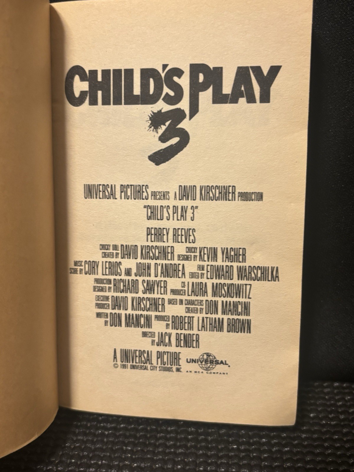 Child’s Play 3 – Matthew J. Costello – Movie Tie-in 1991 paperback 1st Printing