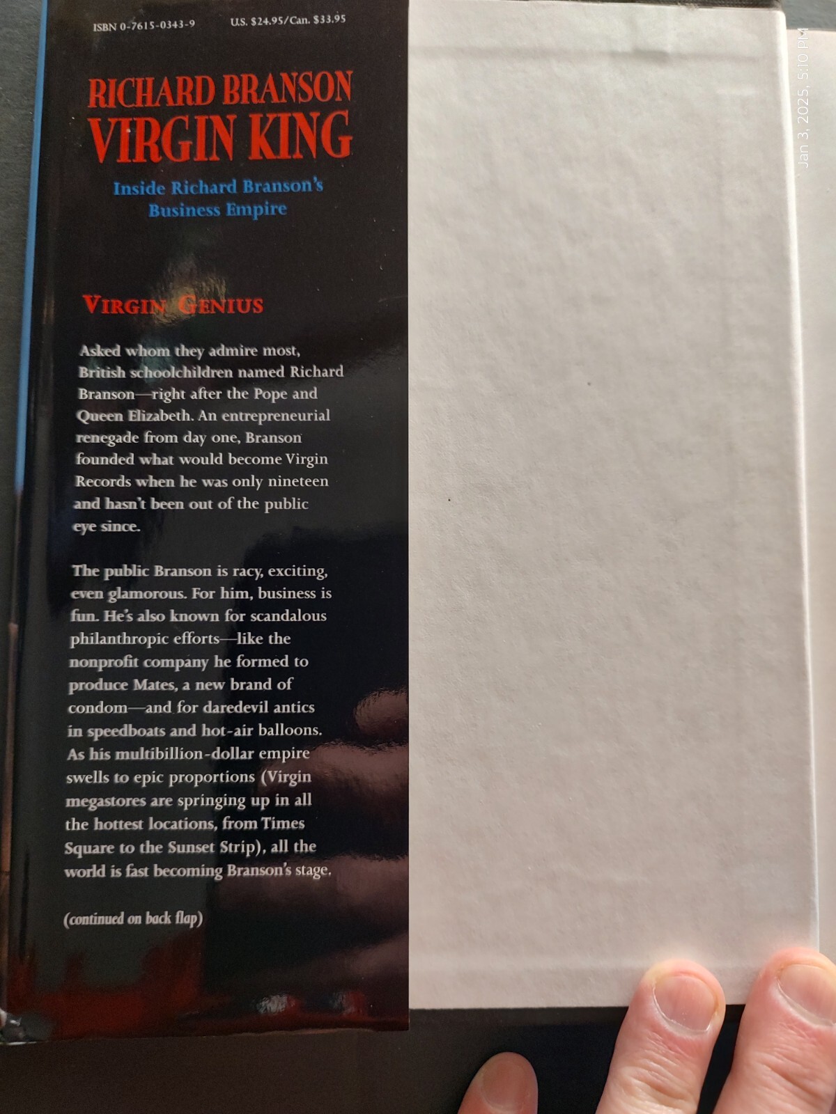 Richard Branson, Virgin King : inside Richard Branson’s Empire, 448 pages, ©1996