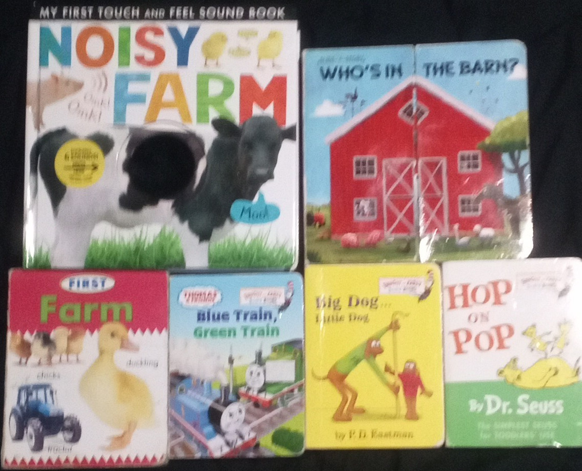 Dr. Seuss & P.D. Eastman Board Book Lot – Farm Animals, Trains, Dogs, Ages 2-3