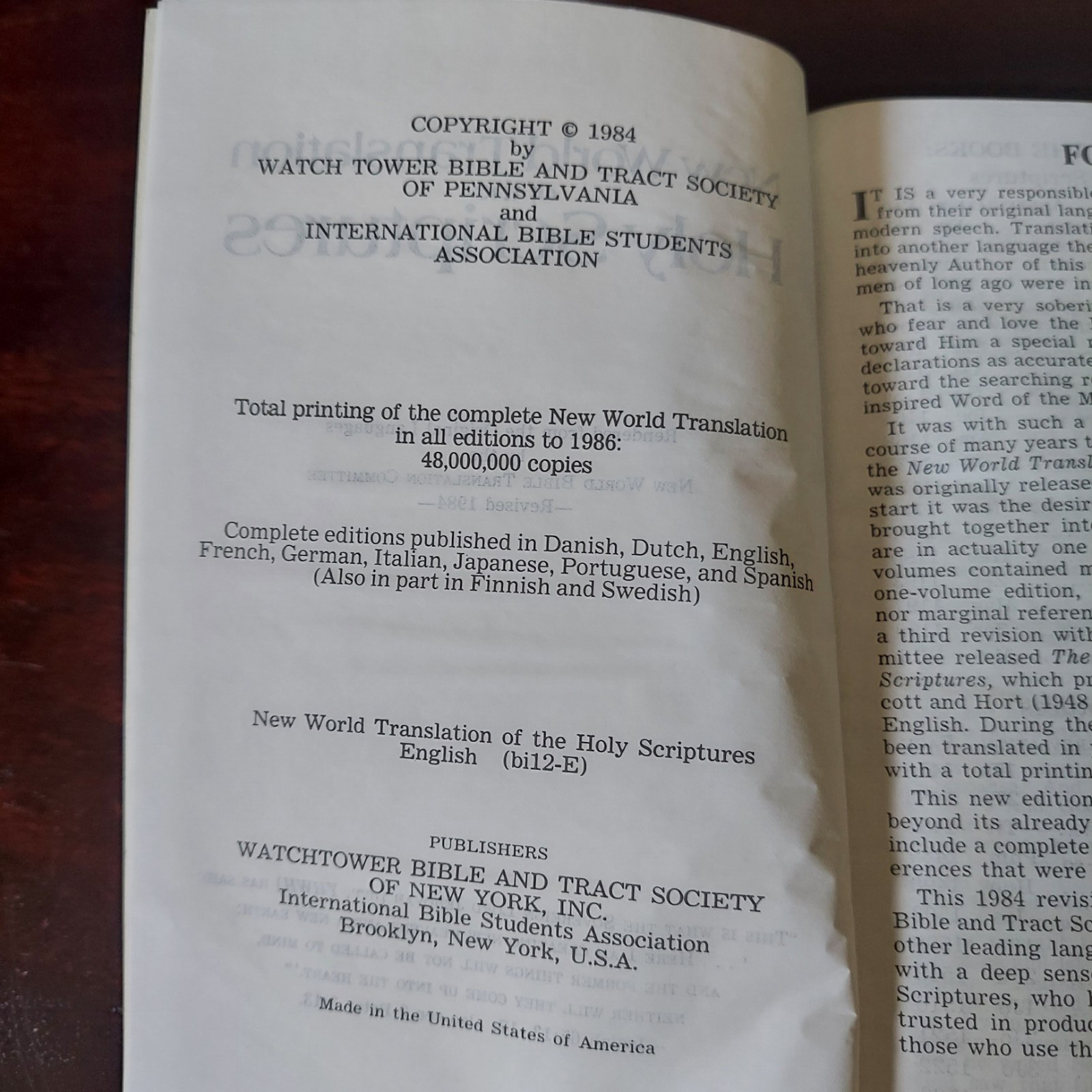Lot Of 2 Holy Bibles – Versions: New World Translation Watchtower & King James