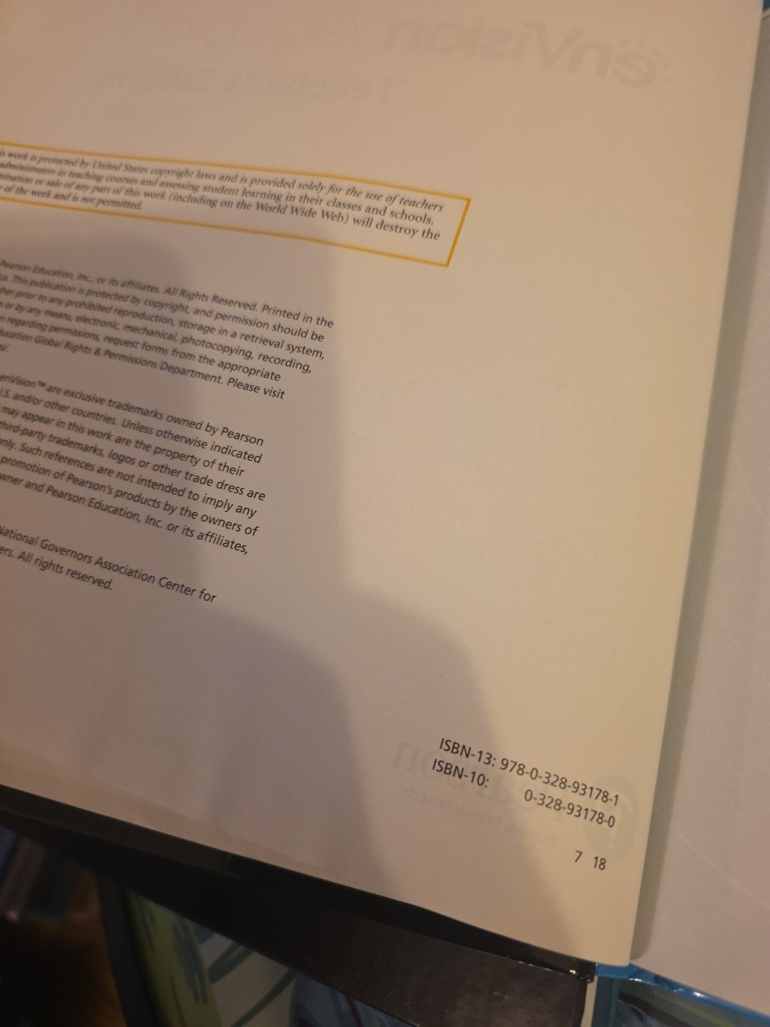 enVision Algebra 1 Teacher’s Ed. Volume 1 & 2 2018