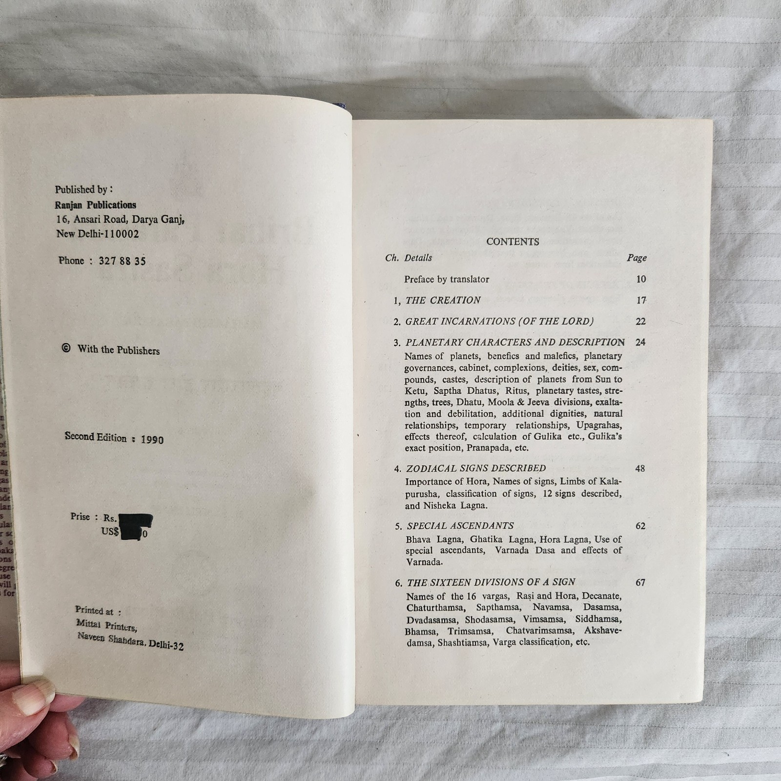 Brihat Parasara Hora Sastra Vol. 1 Hindu Astrology 1990 Hardcover DJ 448 Pages