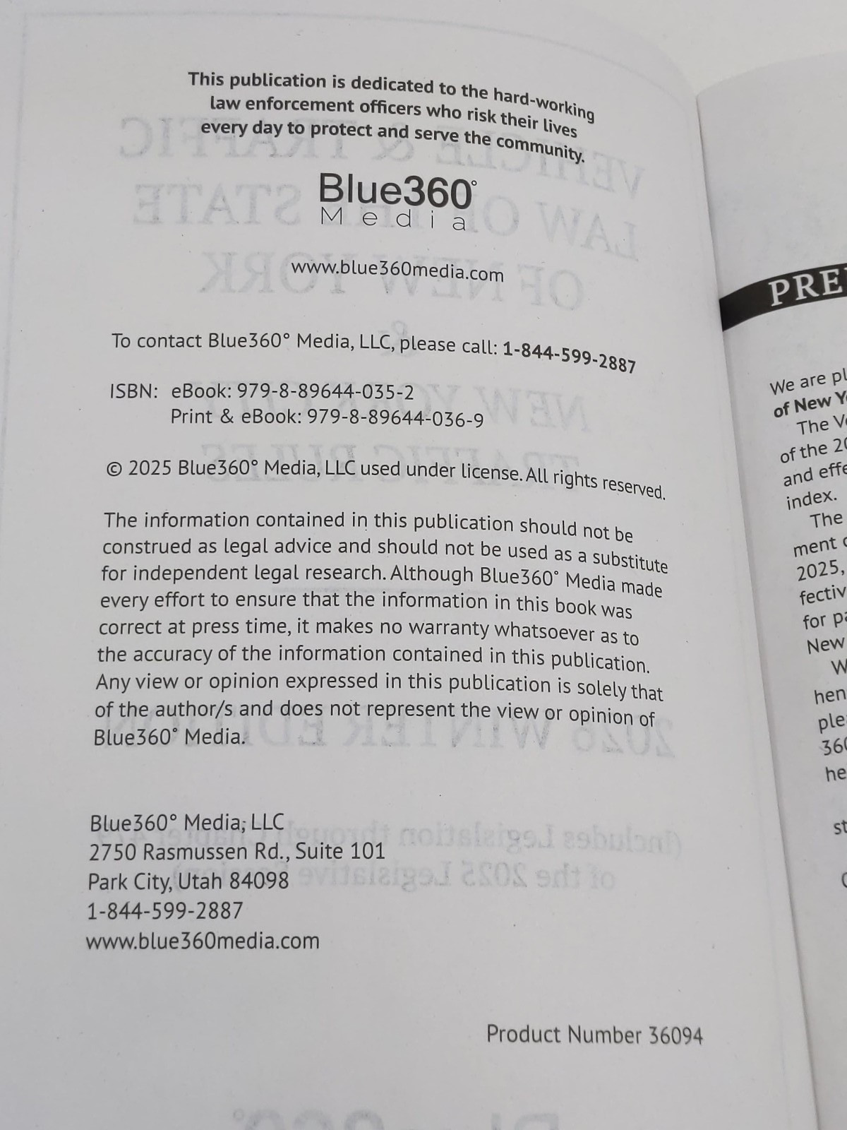 Vehicle & Traffic Law of The Satte of New York 2026 Winter Edition Blue360 Media