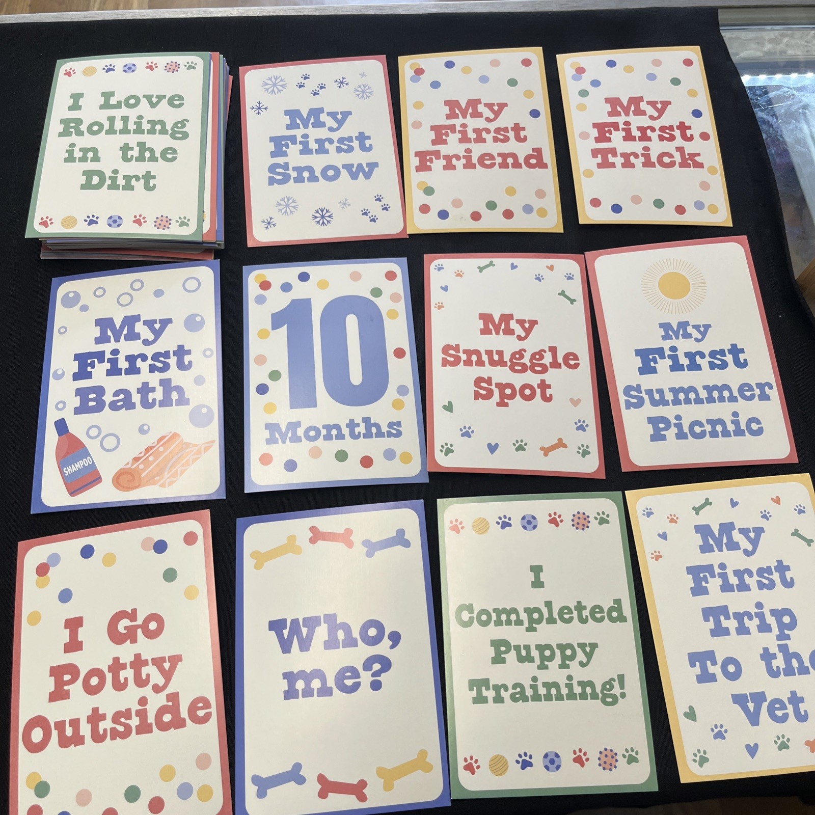 My Puppy’s First Year 48 Milestone Cards Memories 4in x 5.5in Stand Included
