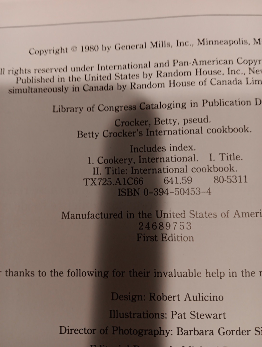 BETTY CROCKER’S INTERNATIONAL COOKBOOK 1980 1st Ed HB 372 Pages