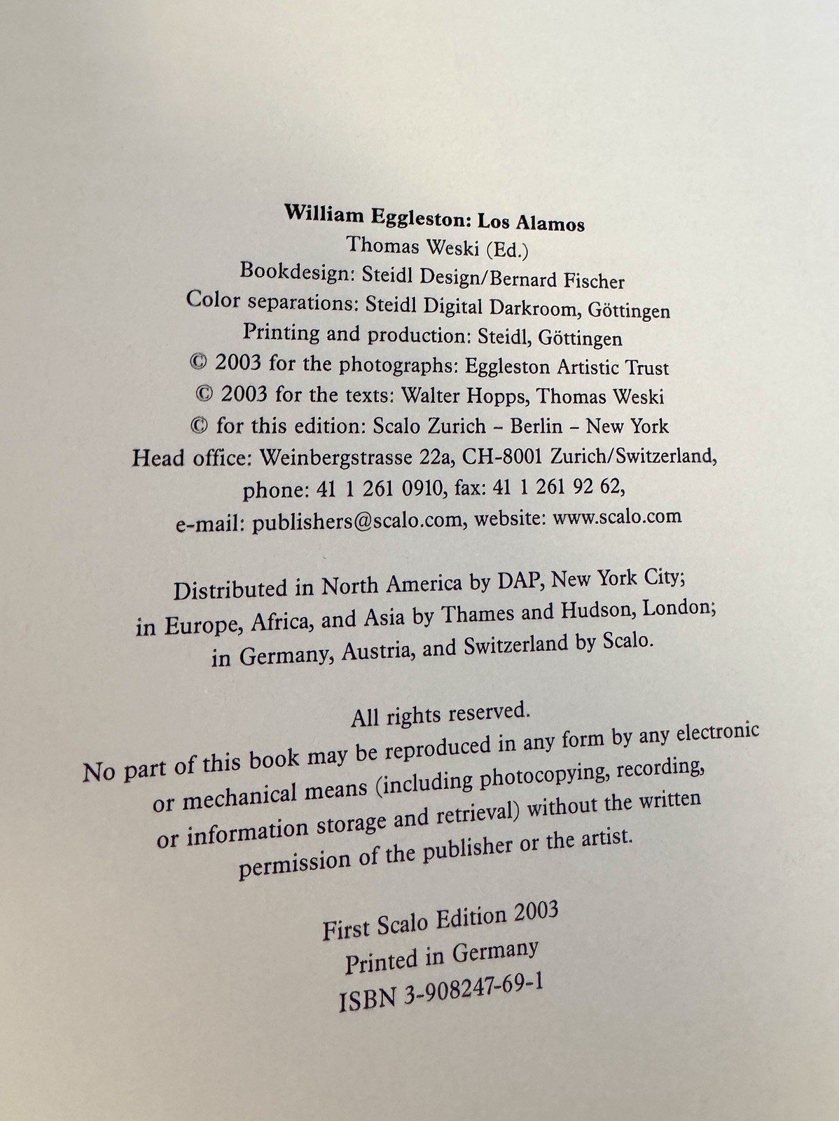 William Eggleston: Los Alamos, Scalo 2003; First Ed., Rare, Excellent Cond.