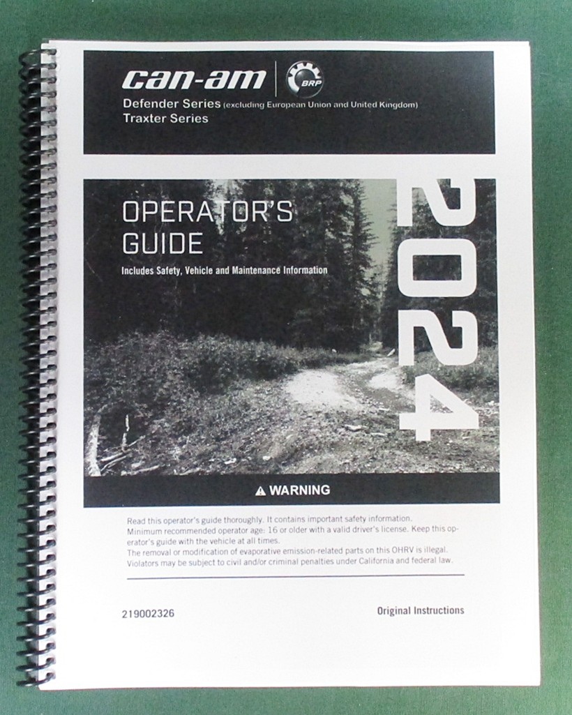 2024 Can-Am Defender XU HD9 Owner’s Manual: 244 Pages & Protective Covers