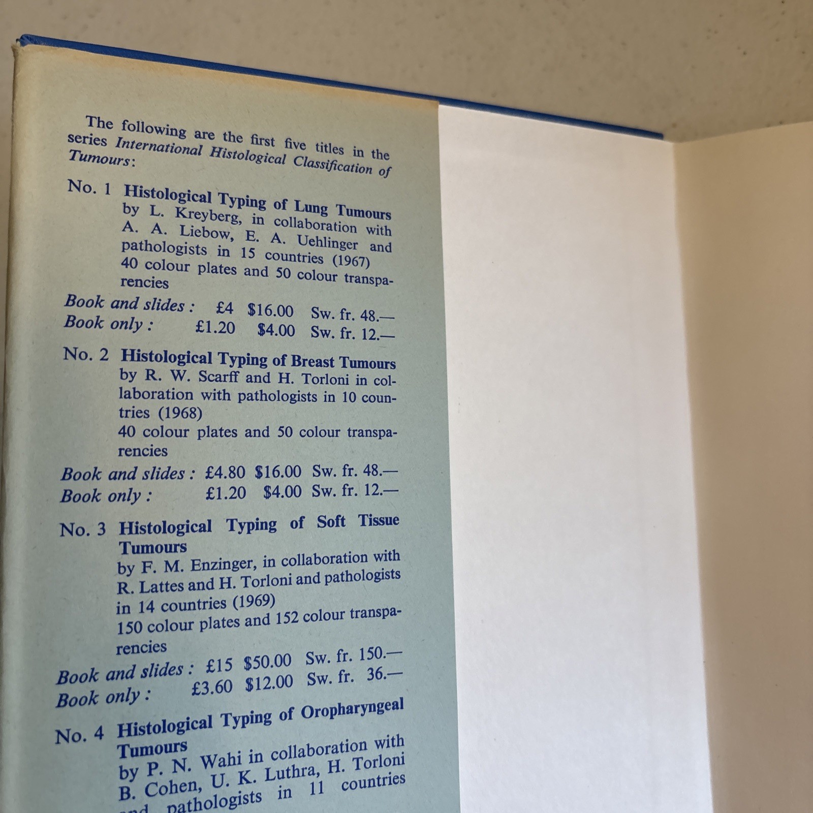 Histological Typing of Bone Tumours (1972) – WHO – Hardcover Medical Pathology