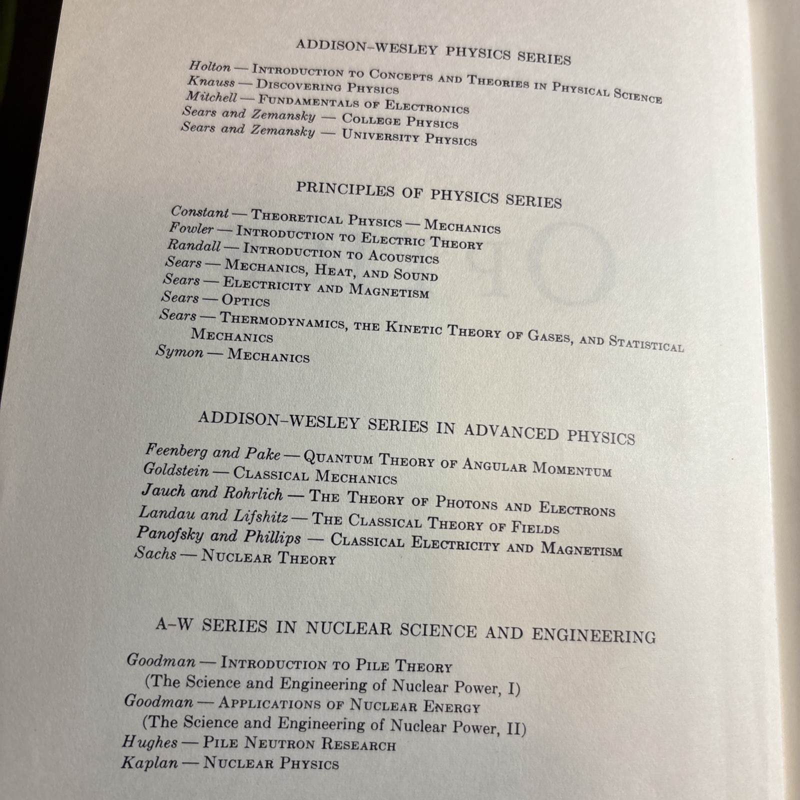 OPTICS By Francis Weston Sears 1949 HC Principles of Physics Addison Wesley B86