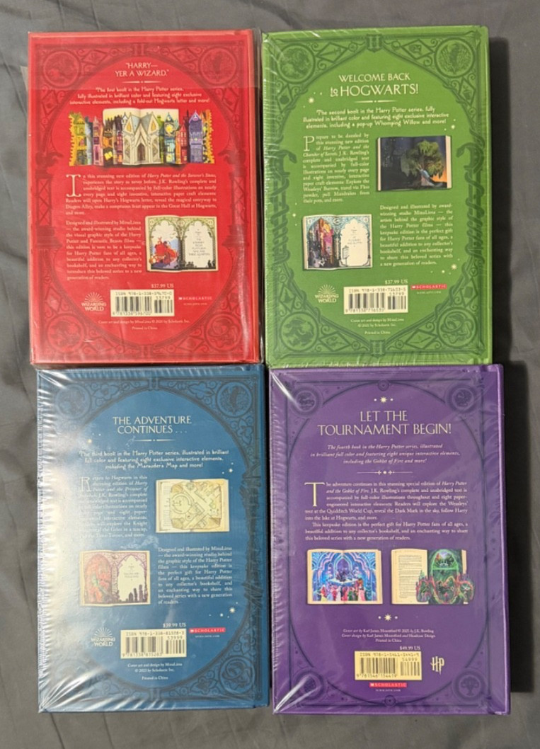 Harry Potter MinaLima Interactive (1-4) by J.K. Rowling: 4 Book Set NEW LOT