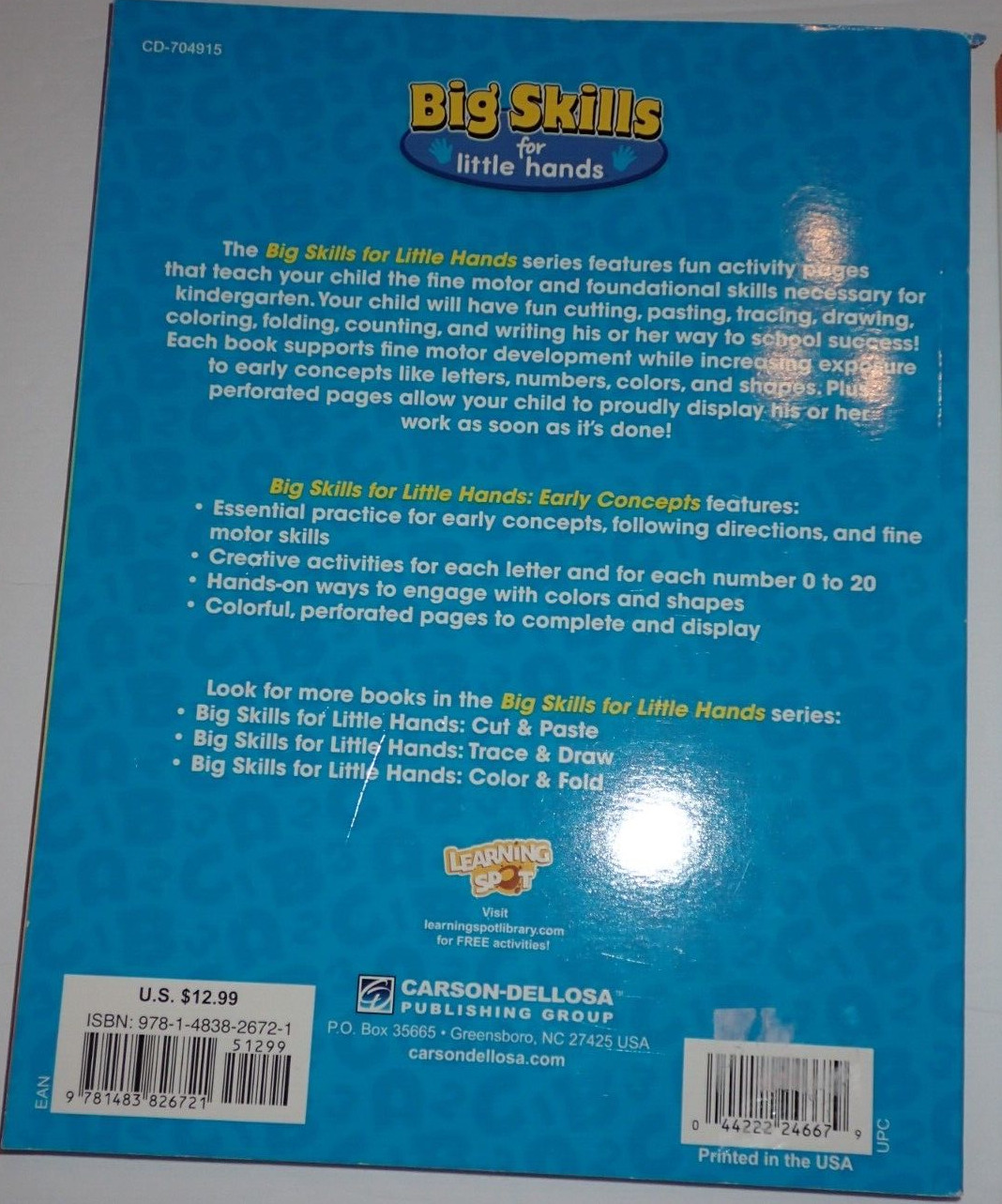 2 Workbooks Ages 3-4 Scholastic Pre-Kindergarten & Big Skills Early Concepts